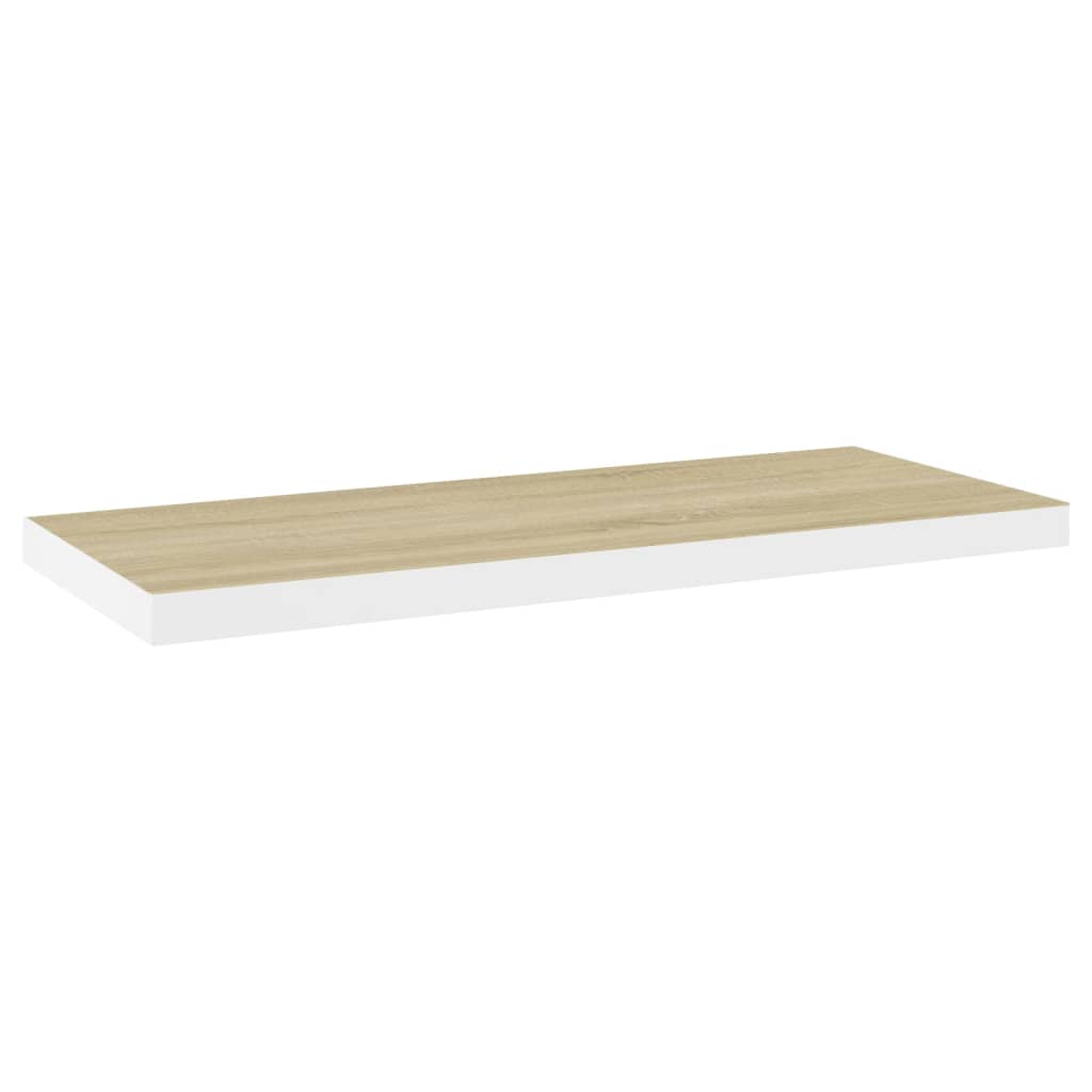 Vegghylle Flytende eik og hvit 80x23,5x3,8 cm MDF