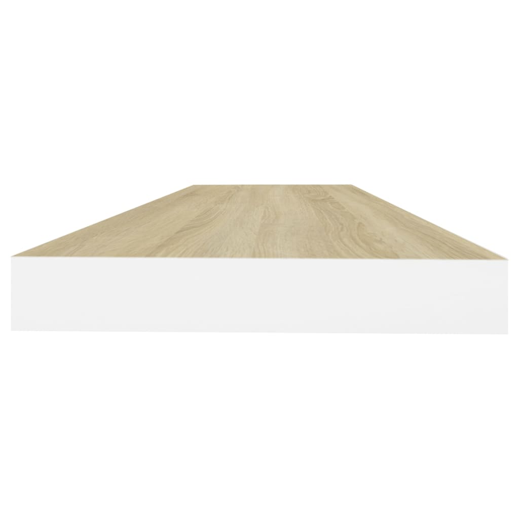 Vegghylle Flytende eik og hvit 80x23,5x3,8 cm MDF