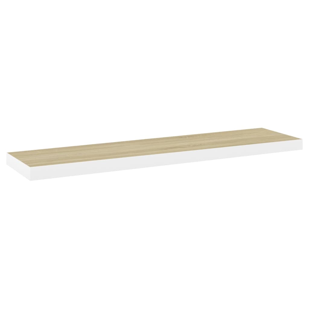 Vegghylle Flytende eik og hvit 90x23,5x3,8 cm MDF