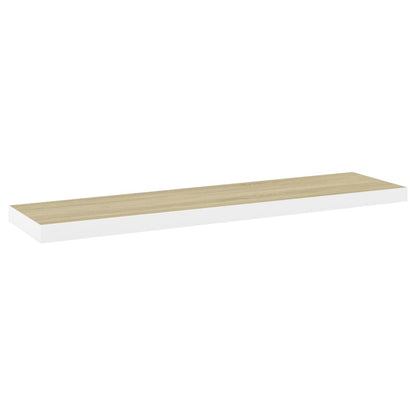 Vegghylle Flytende eik og hvit 90x23,5x3,8 cm MDF