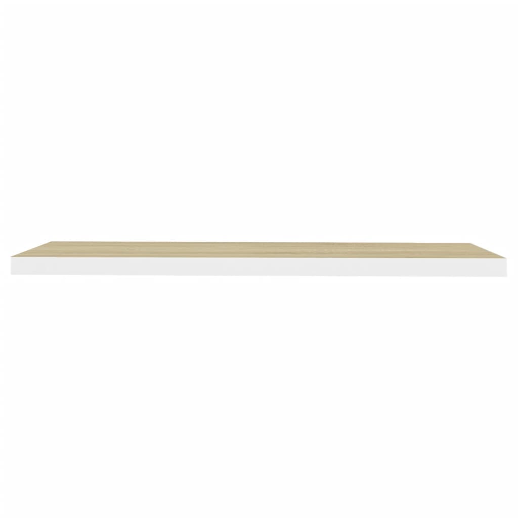 Vegghylle Flytende eik og hvit 90x23,5x3,8 cm MDF