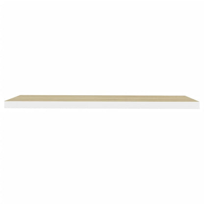 Vegghylle Flytende eik og hvit 90x23,5x3,8 cm MDF