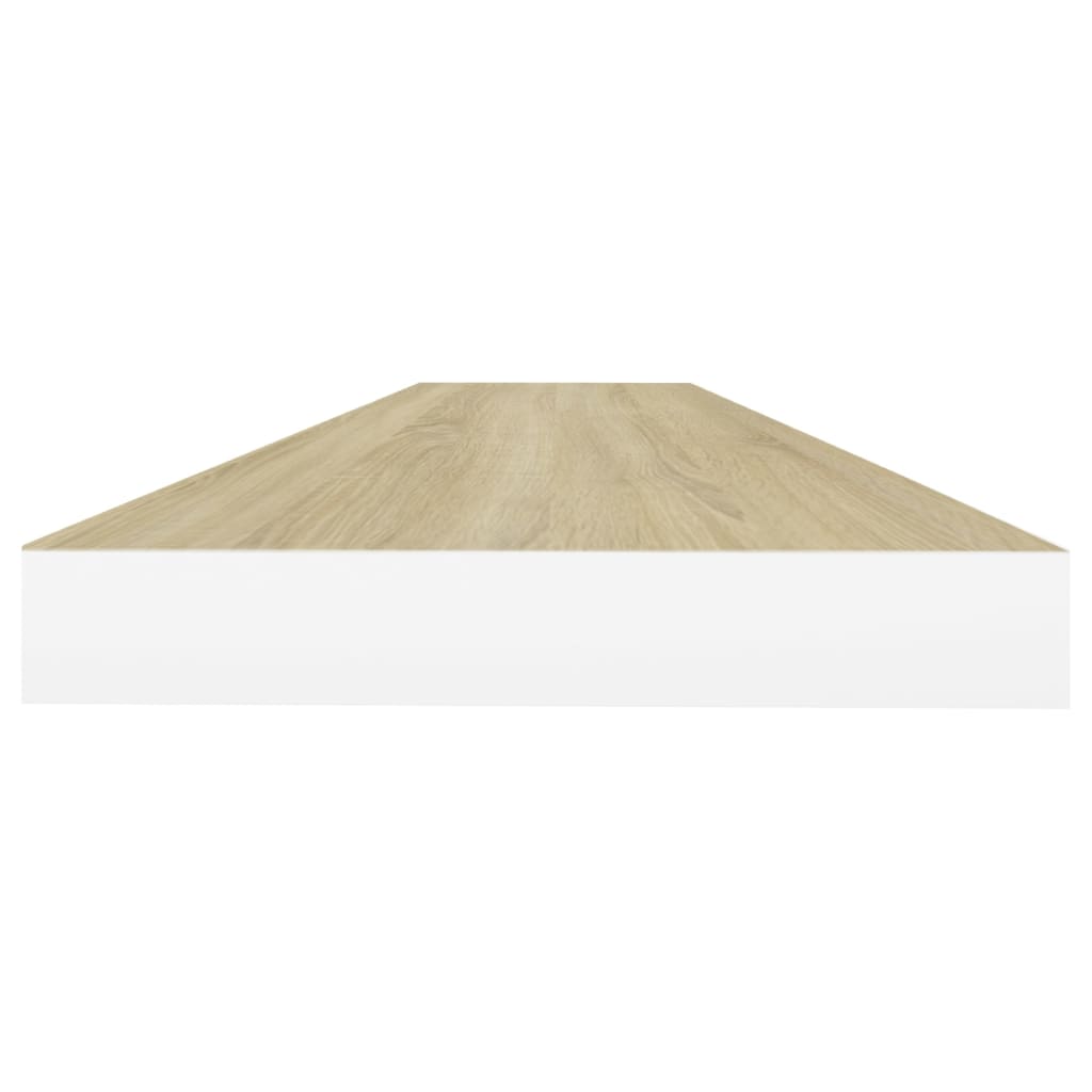 Vegghylle Flytende eik og hvit 120x23,5x3,8 cm MDF