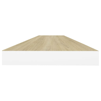 Vegghylle Flytende eik og hvit 120x23,5x3,8 cm MDF