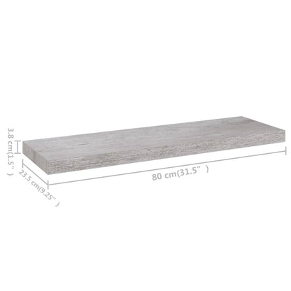 Vegghylle Flytende betonggrå 80x23,5x3,8 cm MDF