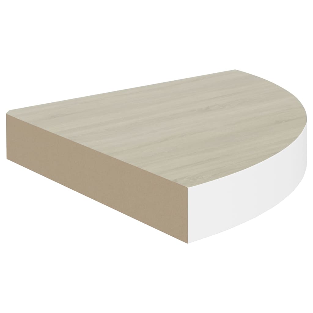 Hjørnehyller vegghengt 4 stk eik og hvit 35x35x3,8 cm MDF