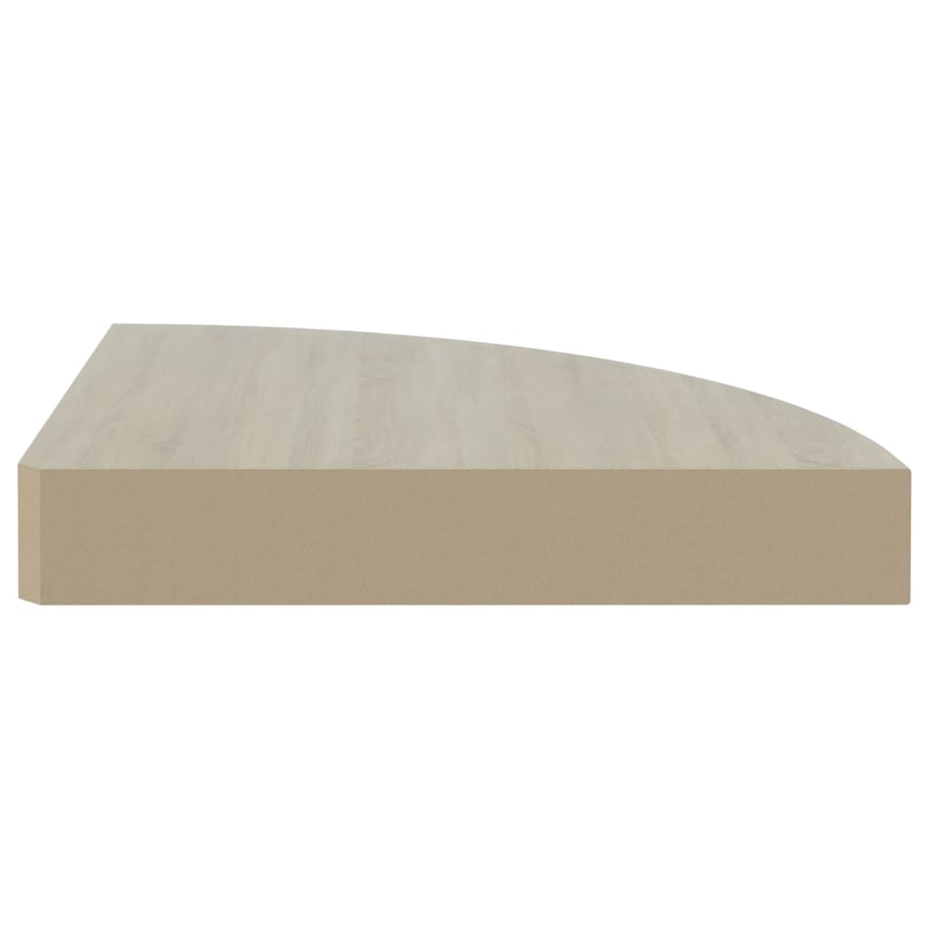 Hjørnehyller vegghengt 4 stk eik og hvit 35x35x3,8 cm MDF