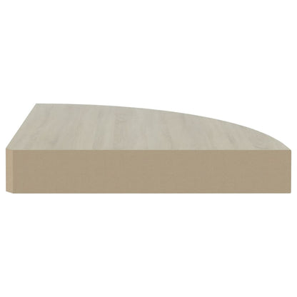 Hjørnehyller vegghengt 4 stk eik og hvit 35x35x3,8 cm MDF