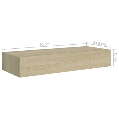 Vegghylle Brun Eik skuffehylle 60x23,5x10 cm MDF
