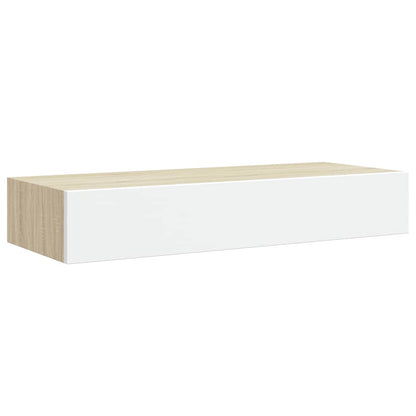 Vegghylle Hvit Eik skuffehylle  60x23,5x10 cm MDF