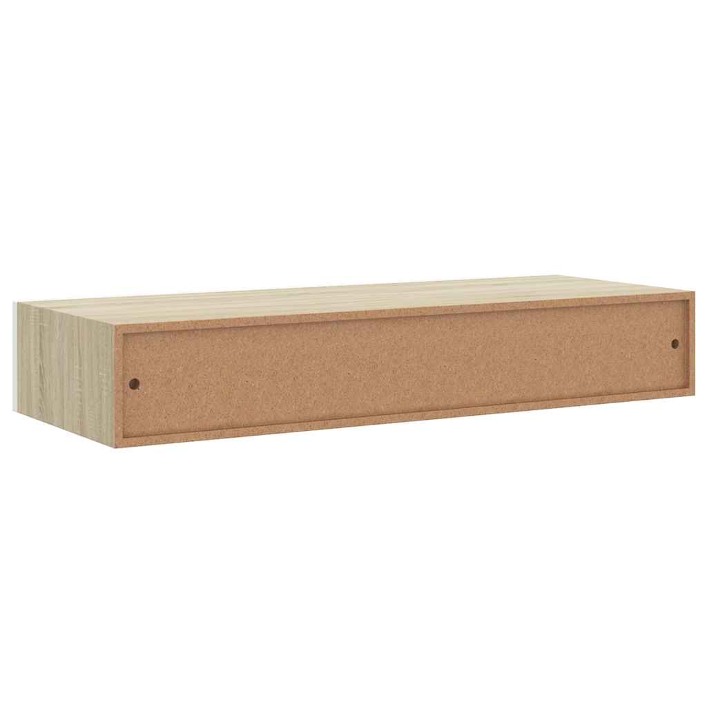 Vegghylle Hvit Eik skuffehylle  60x23,5x10 cm MDF