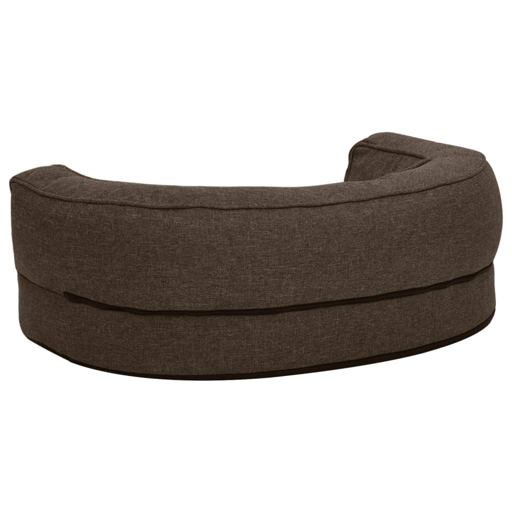 Hundeseng med linutseende og fleece 60x42 cm brun