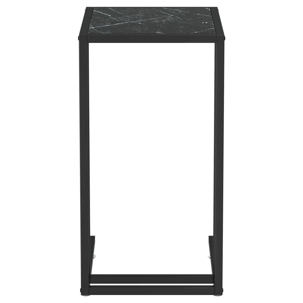 Sidebord for PC svart marmor 50x35x65 cm herdet glass