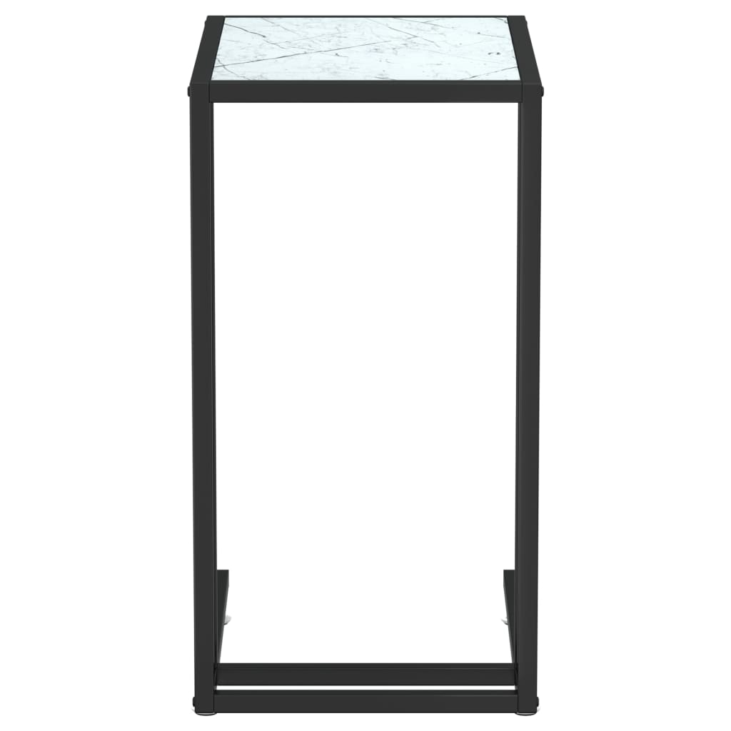 Sidebord for PC hvit marmor 50x35x65 cm herdet glass