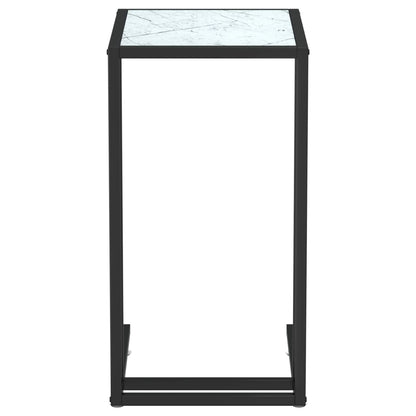 Sidebord for PC hvit marmor 50x35x65 cm herdet glass