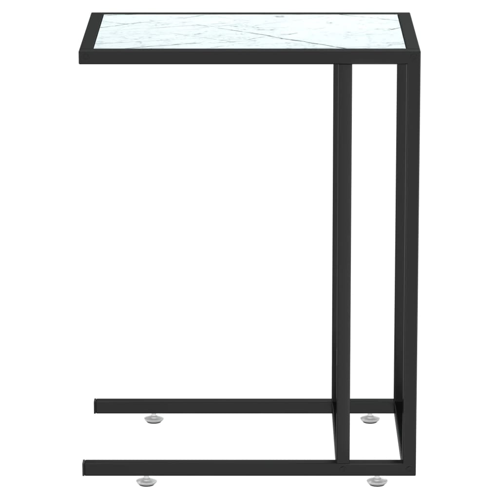 Sidebord for PC hvit marmor 50x35x65 cm herdet glass