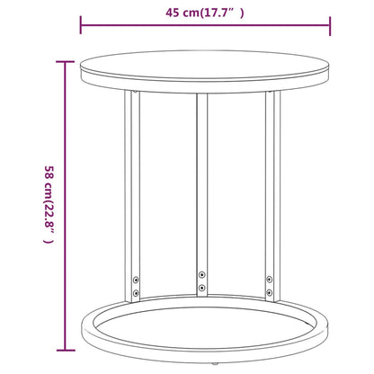 Sidebord gull og svart 45 cm herdet glass