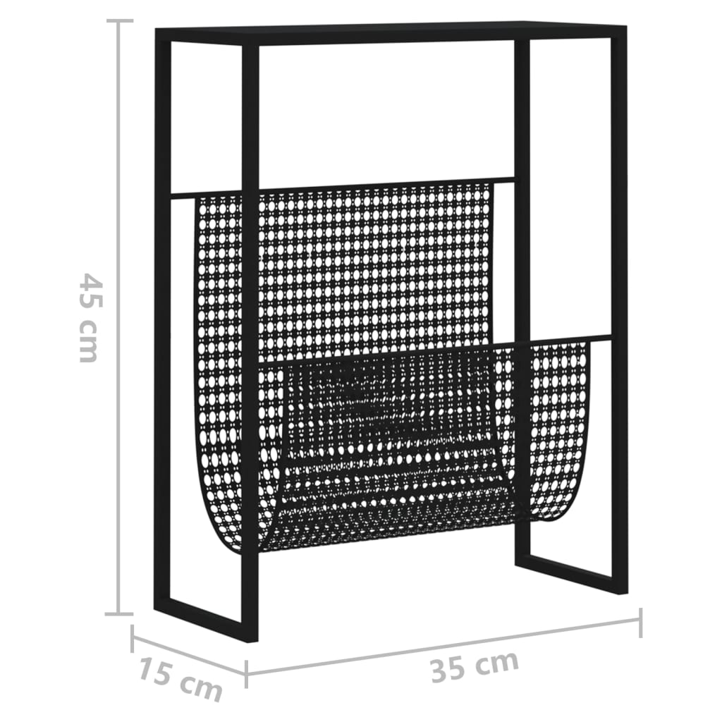 Magasinhylle svart 35x15x45 cm stål