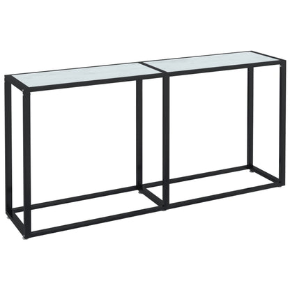 Avlastningsbord Konsollbord DIV. Hvit marmor 160x35x75,5 cm herdet glass