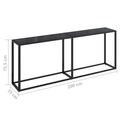 Avlastningsbord Konsollbord Svart 200x35x75,5 cm herdet glass