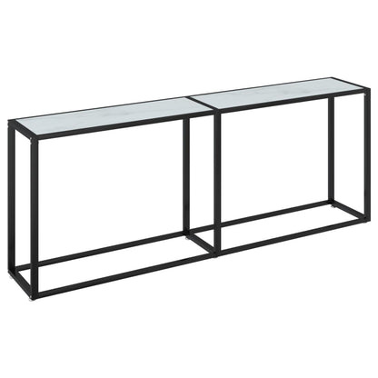 Avlastningsbord Konsollbord DIV. Hvit marmor 200x35x75,5 cm herdet glass