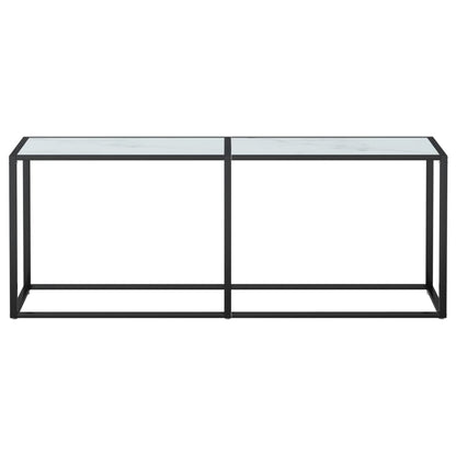 Avlastningsbord Konsollbord DIV. Hvit marmor 200x35x75,5 cm herdet glass