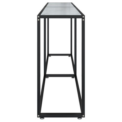 Avlastningsbord Konsollbord DIV. Hvit marmor 200x35x75,5 cm herdet glass
