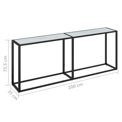 Avlastningsbord Konsollbord DIV. Hvit marmor 200x35x75,5 cm herdet glass