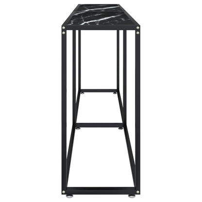 Avlastningsbord Konsollbord DIV. Svart marmor 200x35x75,5 cm herdet glass