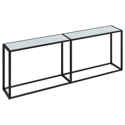 Avlastningsbord Konsollbord DIV. Hvit marmor 220x35x75,5 cm herdet glass