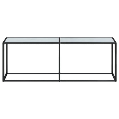 Avlastningsbord Konsollbord DIV. Hvit marmor 220x35x75,5 cm herdet glass