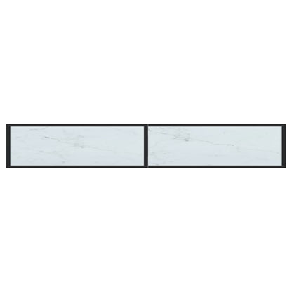 Avlastningsbord Konsollbord DIV. Hvit marmor 220x35x75,5 cm herdet glass