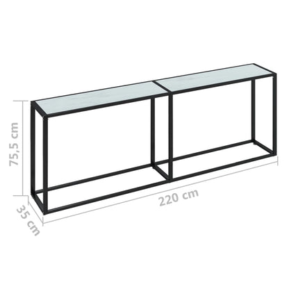 Avlastningsbord Konsollbord DIV. Hvit marmor 220x35x75,5 cm herdet glass