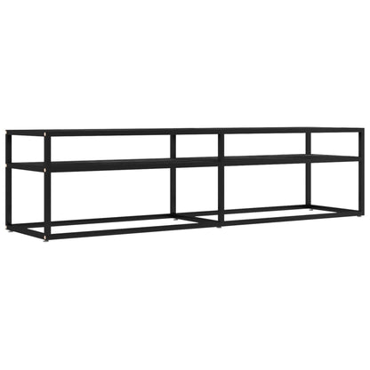 TV-benk svart marmor 160x40x40,5 cm herdet glass