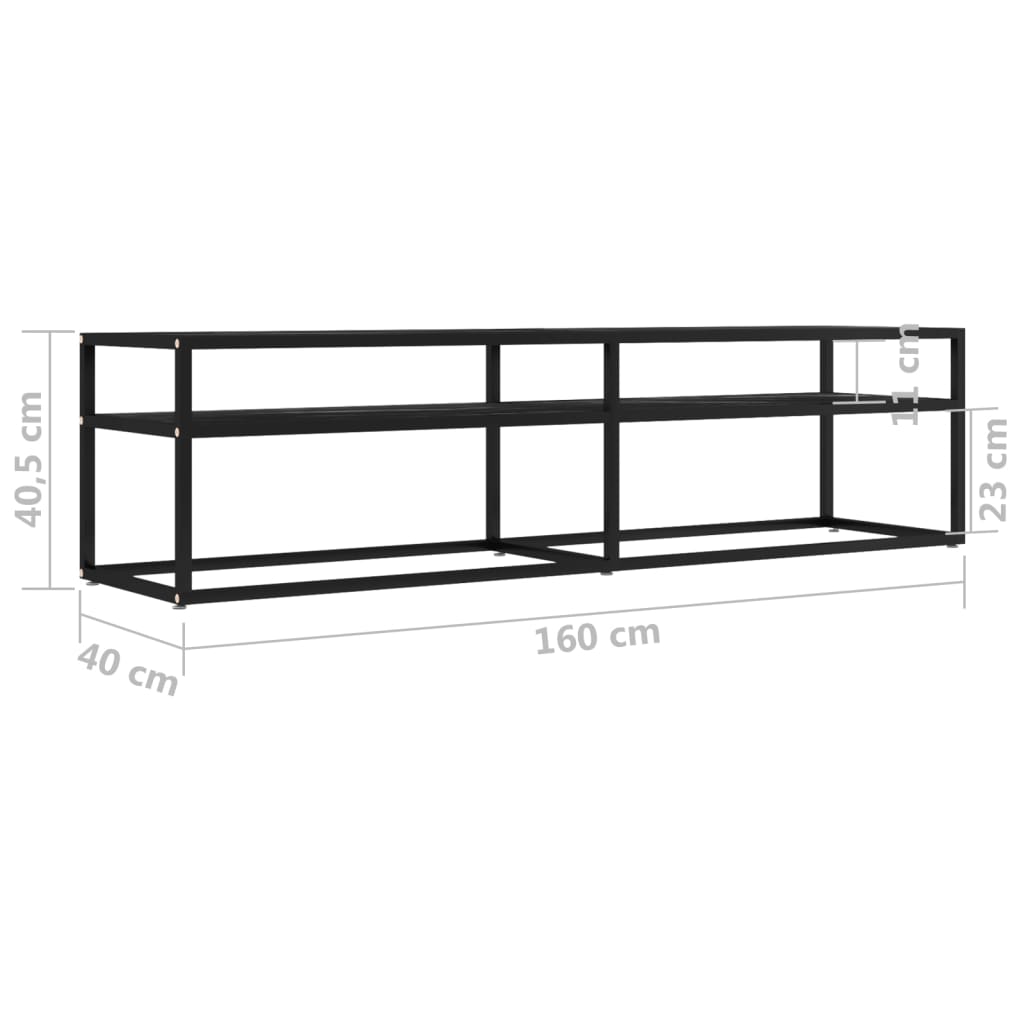 TV-benk svart marmor 160x40x40,5 cm herdet glass