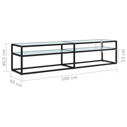 TV-benk hvit marmor 180x40x40,5 cm herdet glass