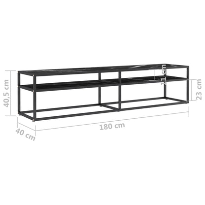 TV-benk svart marmor 180x40x40,5 cm herdet glass