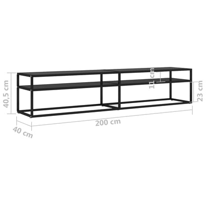 TV-benk svart 200x40x40,5 cm herdet glass