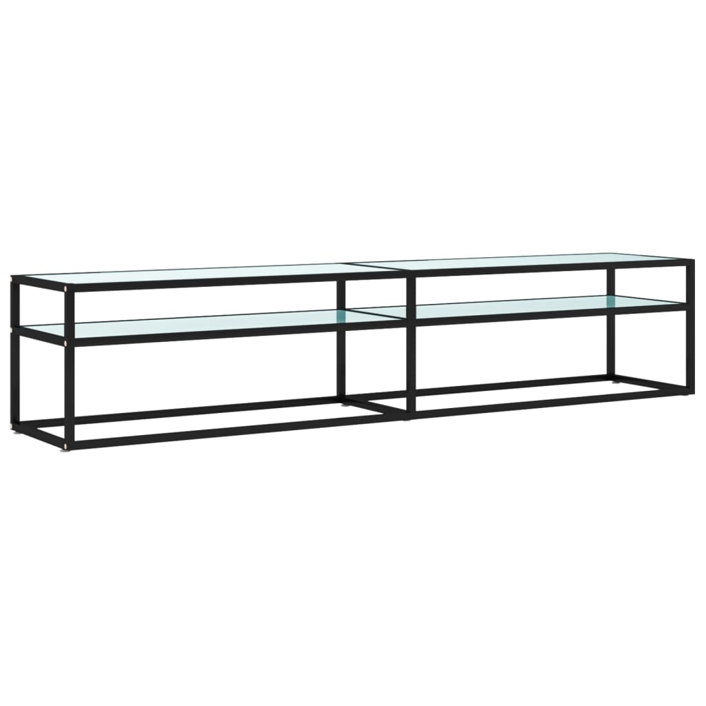 TV-benk hvit marmor 200x40x40,5 cm herdet glass