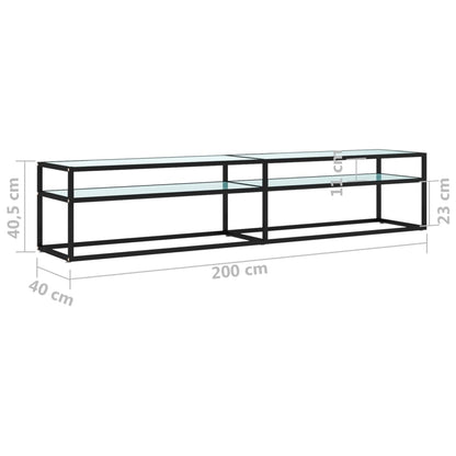 TV-benk hvit marmor 200x40x40,5 cm herdet glass