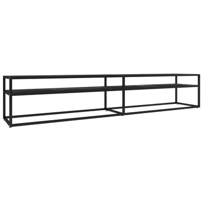 TV-benk svart marmor 220x40x40,5 cm herdet glass