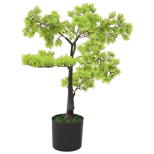 Kunstige planter blomster sypress bonsai med potte 60 cm grønn