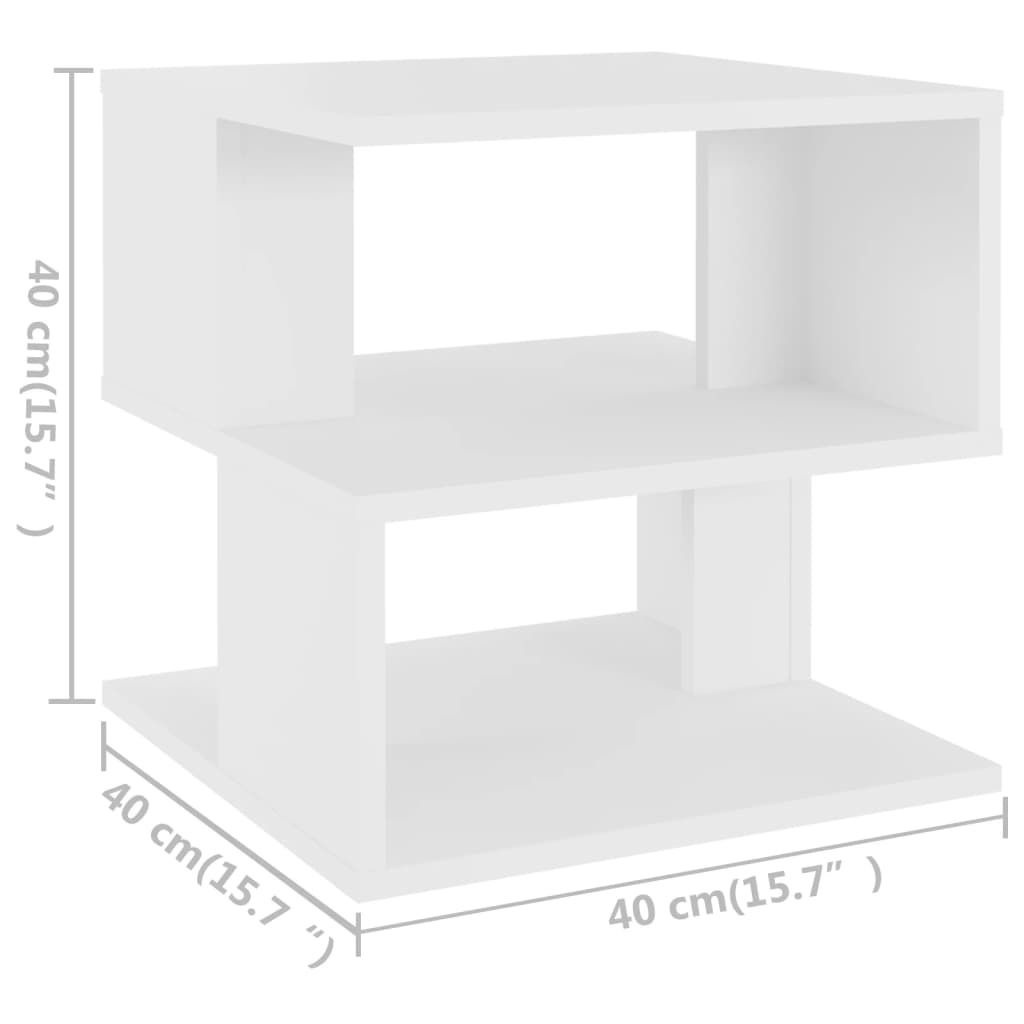 Sidebord hvit 40x40x40 cm sponplate