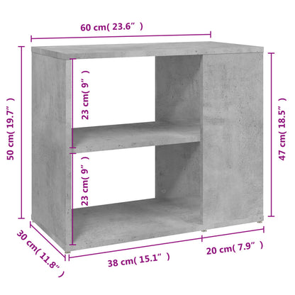 Skap betonggrå 60x30x50 cm konstruert tre