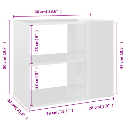 Skap hvit høyglans 60x30x50 cm konstruert tre