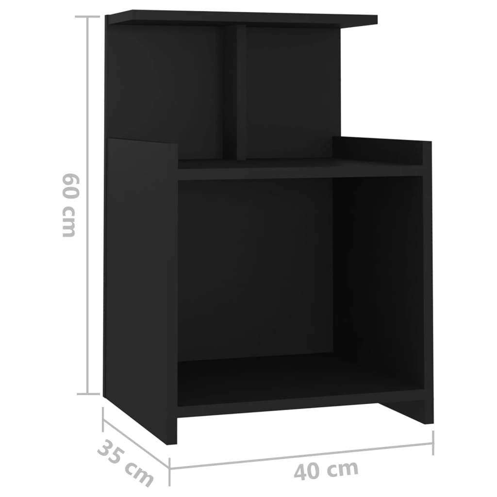 Nattbord Sengbord svart 40x35x60 cm konstruert tre