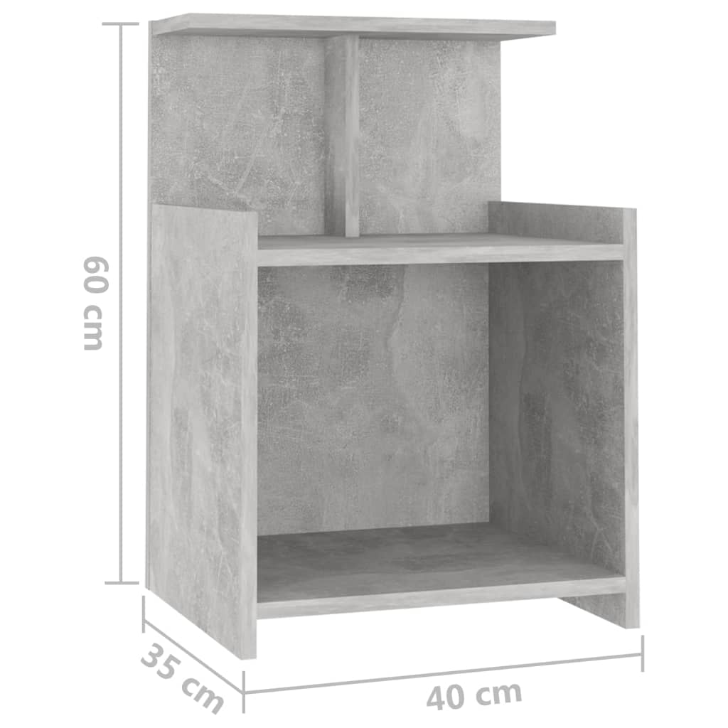 Nattbord Sengbord betonggrå 40x35x60 cm konstruert tre