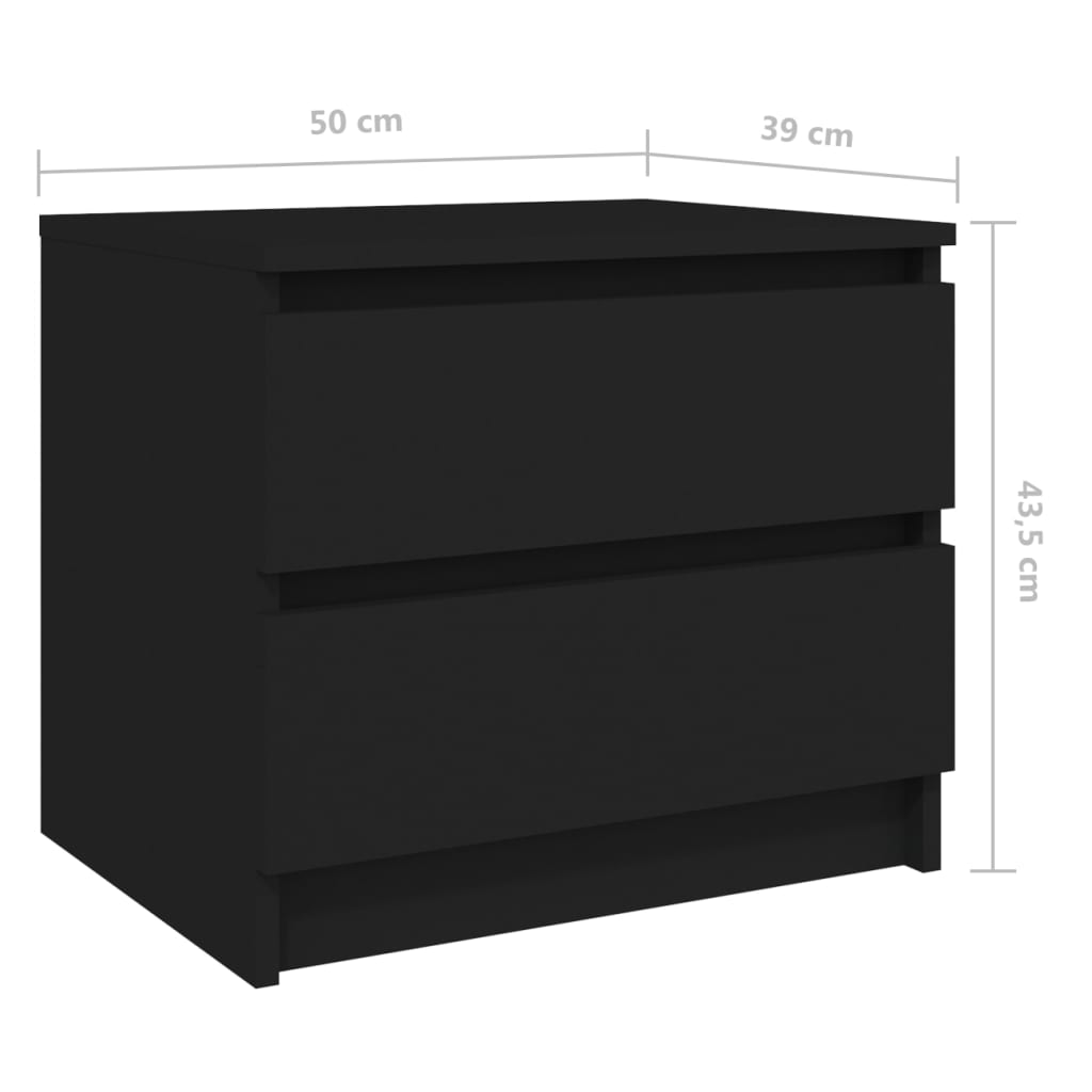 Nattbord Sengbord svart 50x39x43,5 cm konstruert tre