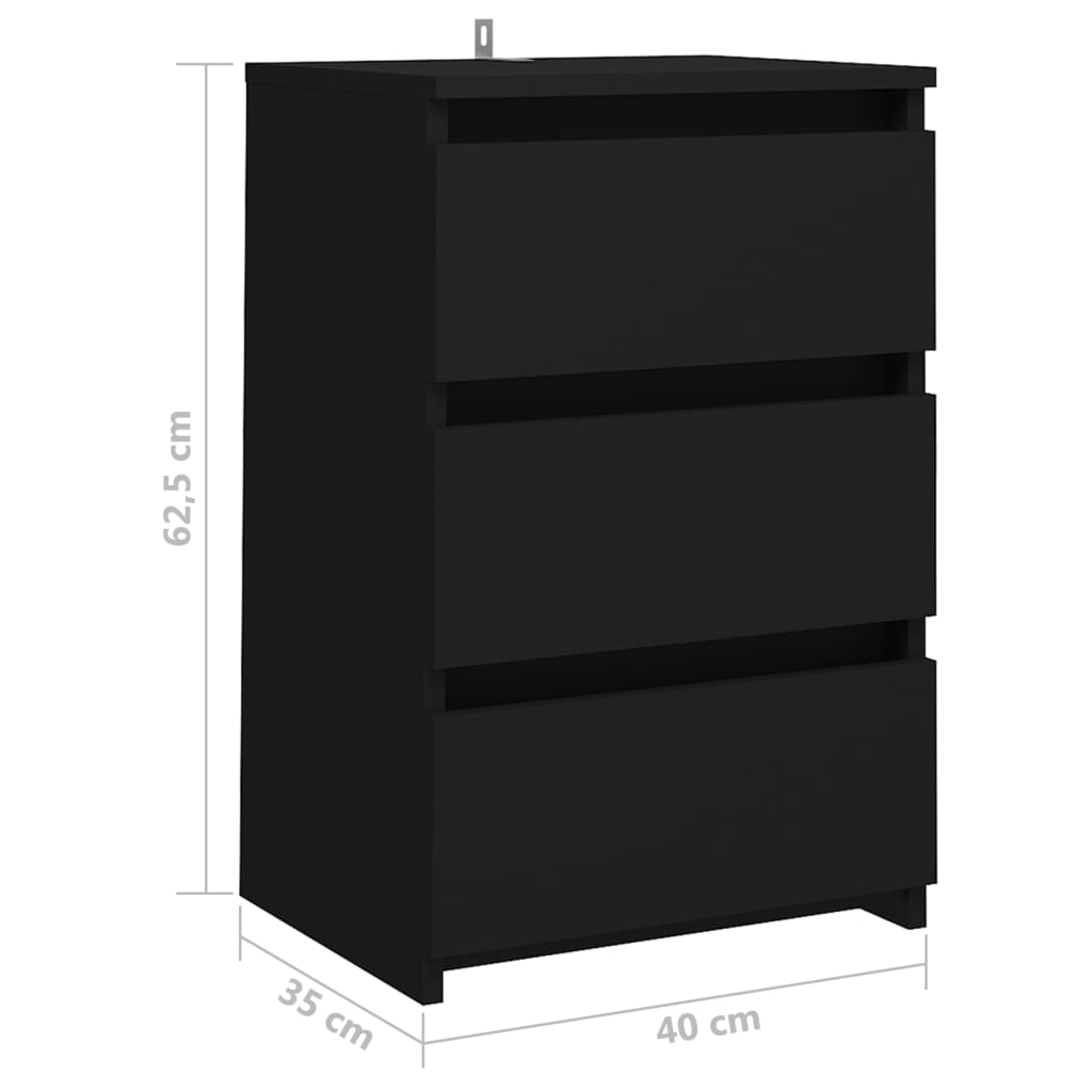 Nattbord Sengbord svart 40x35x62,5 cm konstruert tre