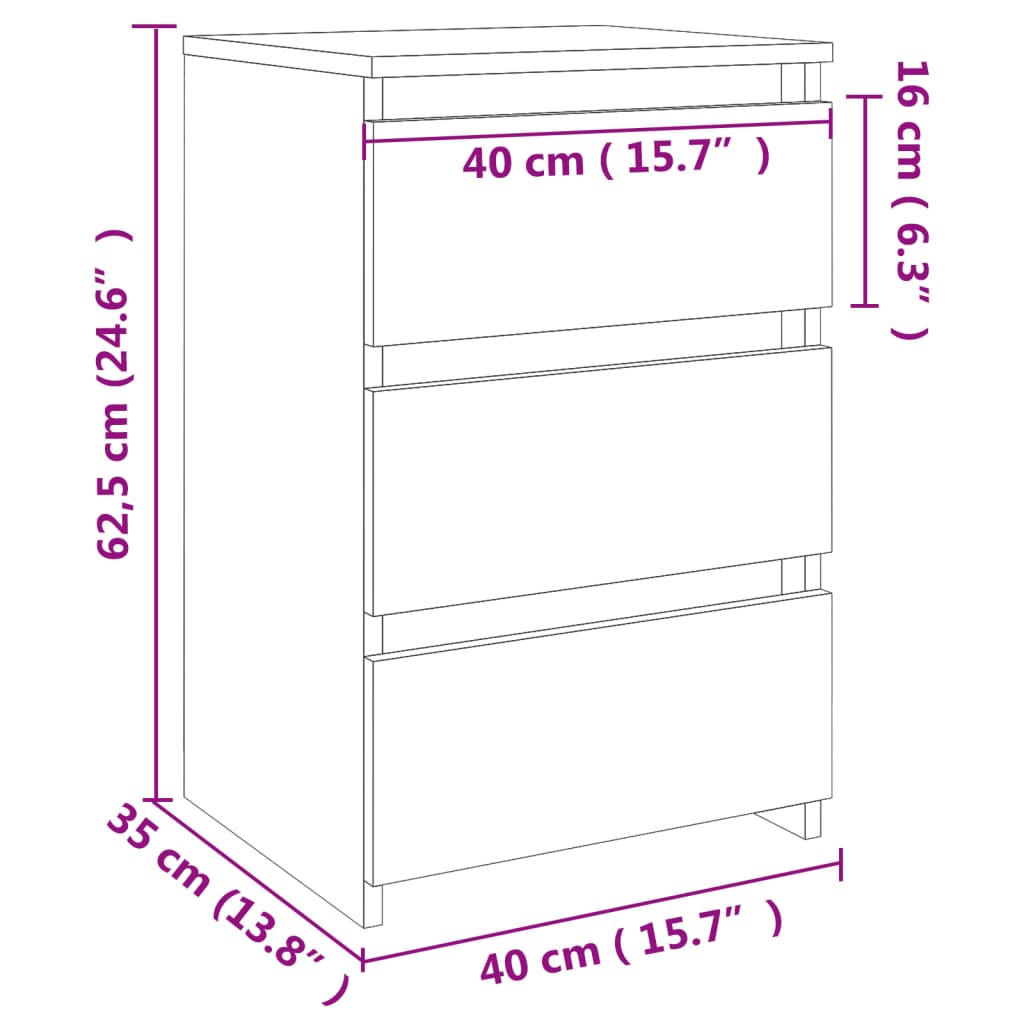 Nattbord Sengbord sonoma eik 40x35x62,5 cm konstruert tre